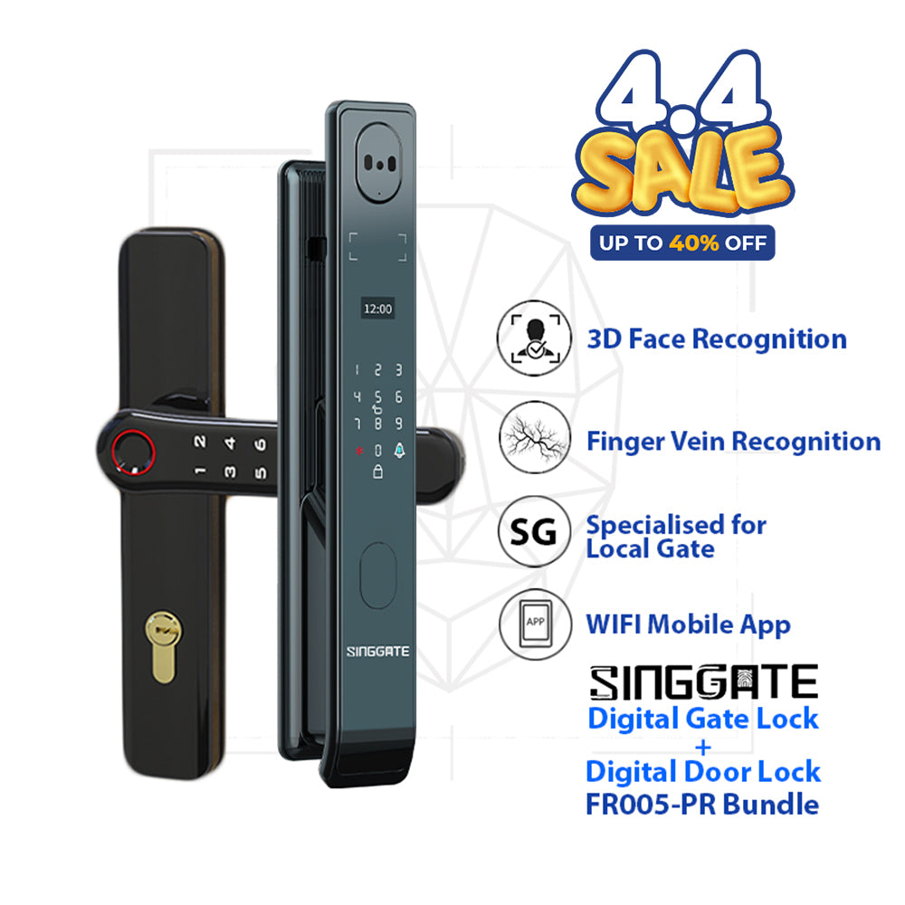 ❤️NEW UPGRADED❤️ FR005 PRO 3D Face & Finger Vein Recognition Digital Door Lock + FM021 Metal Gate Digital Lock