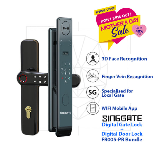 ❤️NEW UPGRADED❤️ FR005 PRO 3D Face & Finger Vein Recognition Digital Door Lock + FM021 Metal Gate Digital Lock