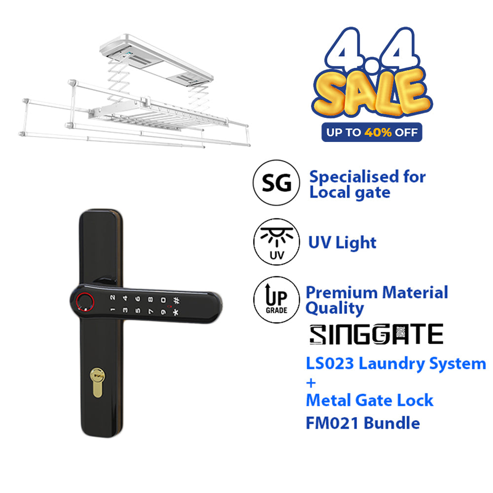*Special Bundle Promo* FM021 Metal Gate Digital Lock + LS026/023 Laundry Rack