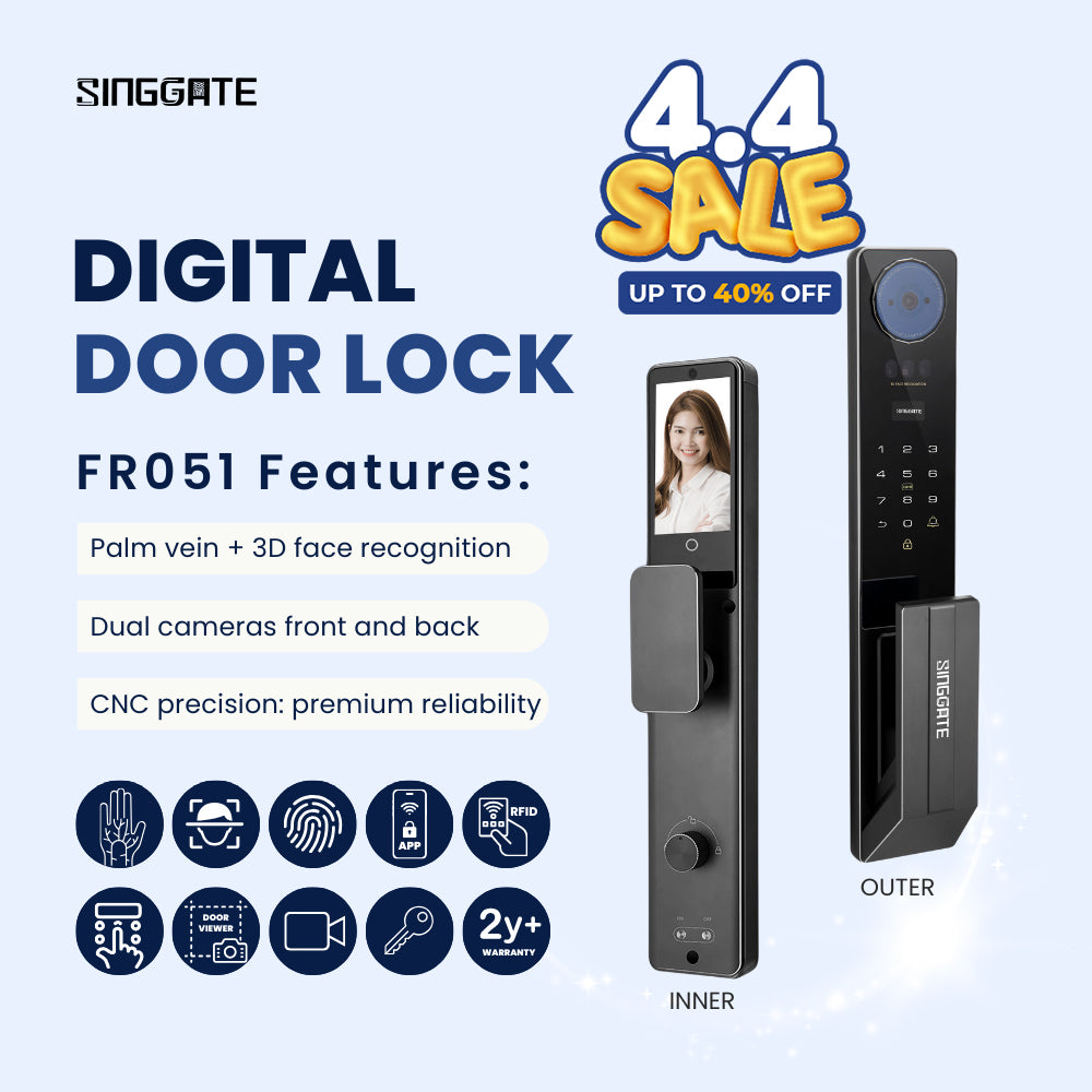 ❤️BEST QUALITY❤️ FR051 3D Face & Palm Vein Recognition + Video Call Door Viewer Digital Door Lock