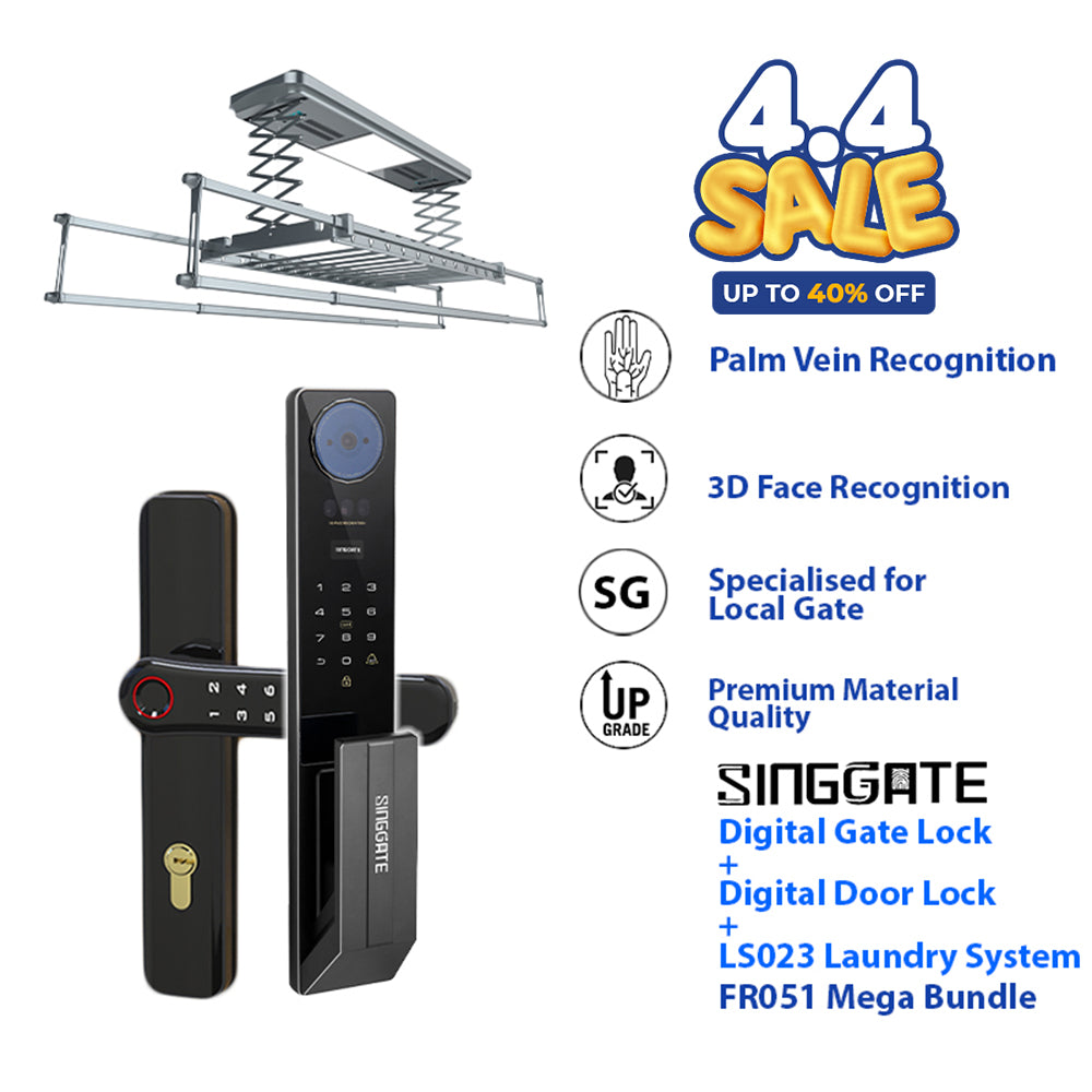 ❤️Best❤️*Mega Bundle Deal* FR051 Door Digital Lock + FM021 Metal Gate Digital Lock + LS026/023 Laundry Rack