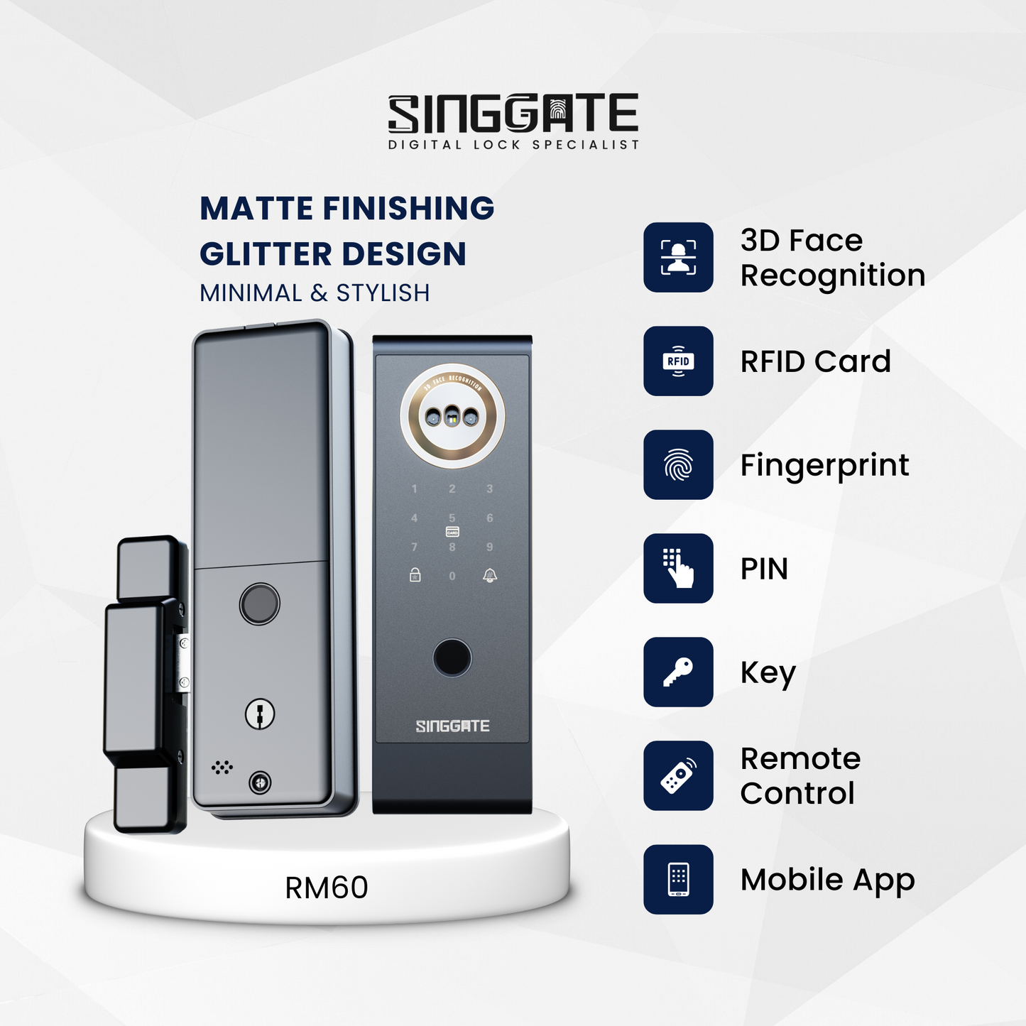 Singgate RM60 Metal Gate Digital Rim Lock