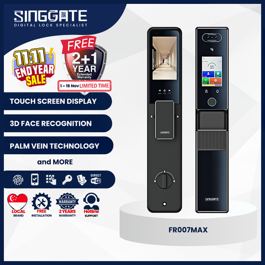 Singgate FR007 Max Dual Touch Screen with 3D Face + Palm Vein Digital Door Lock