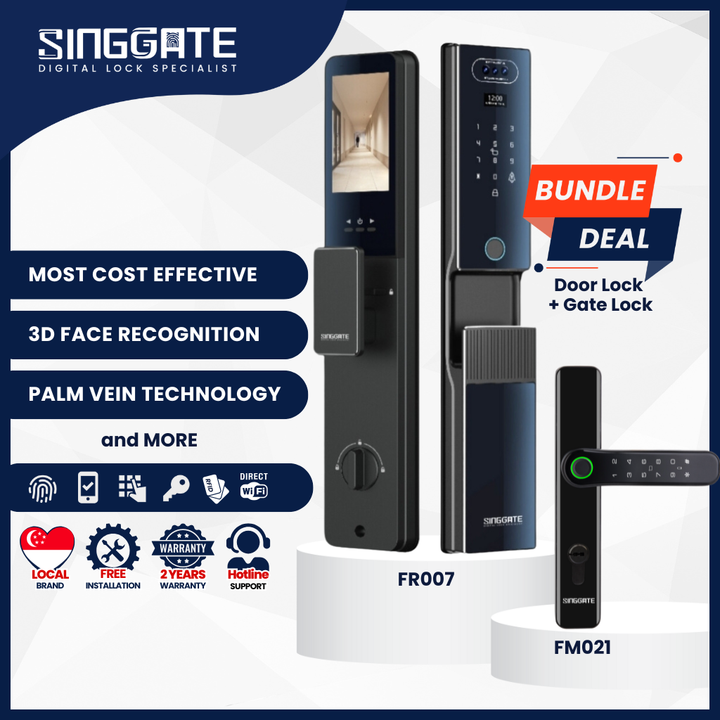 Singgate FR007 Door + FM021 Gate Digital Lock Bundle