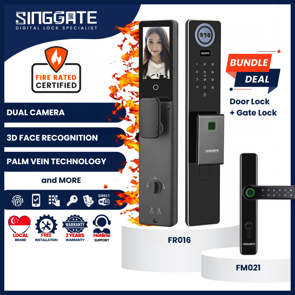 Singgate FR016 Door + FM021 Gate Digital Lock Bundle