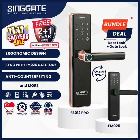 FS012 PRO Door + FM025 Gate Smart Sync with 3D Face & Palm Recognition Bundle