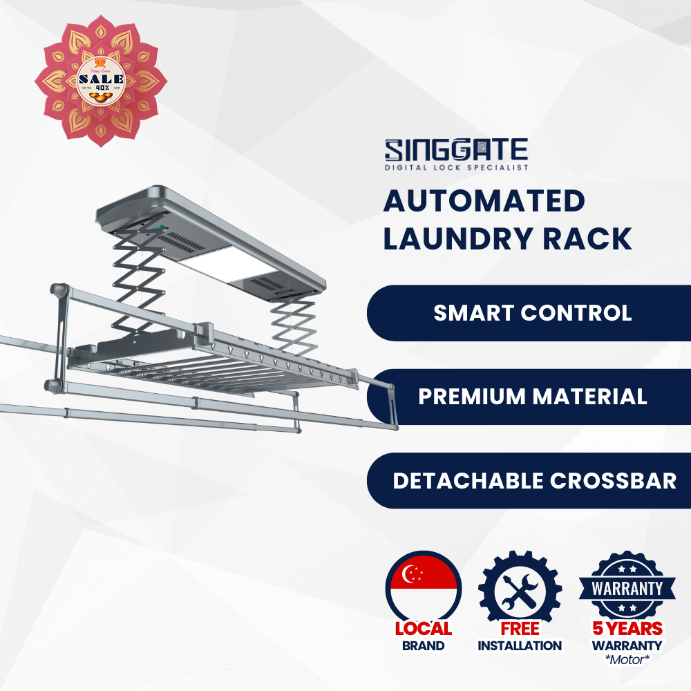 💧NEW💧LS023 Automated Laundry Rack Premium Quality + Detachable Crossbars