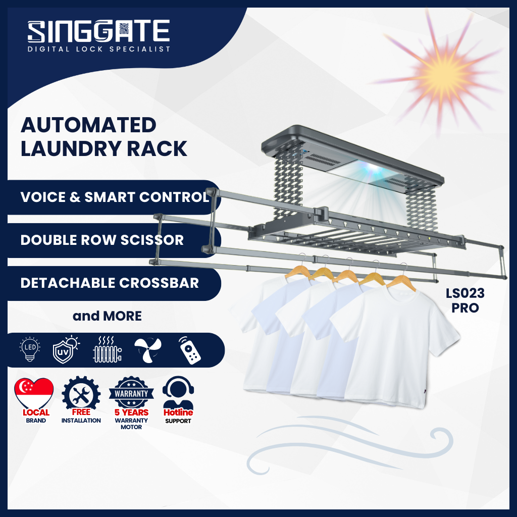 LS023 Pro Premium Quality & Voice Control Automated Laundry Rack