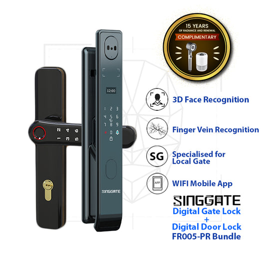 ❤️NEW UPGRADED❤️ FR005 PRO 3D Face & Finger Vein Recognition Digital Door Lock + FM021 Metal Gate Digital Lock