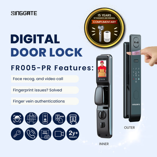 ❤️NEW UPGRADED❤️ FR005 PRO 3D Face & Finger Vein Recognition + Video Call Door Viewer Digital Door Lock