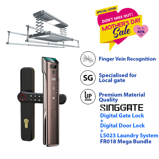 *Mega Bundle Deal* FR058 Door Digital Lock + FM021 Metal Gate Digital Lock + LS026/023 Laundry Rack