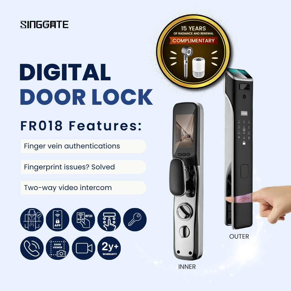 ❤️NEW❤️FR018 Finger Vein Recognition & Video Call Smart Viewer Digital Door Lock