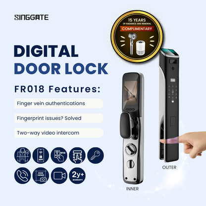 ❤️NEW❤️FR018 Finger Vein Recognition & Video Call Smart Viewer Digital Door Lock