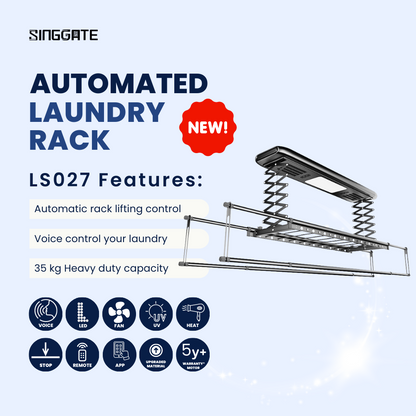 SINGGATE Smart Laundry System, 💧NEW💧LS027 Automated Laundry Rack Direct Voice Control - SINGGATE Digital Lock