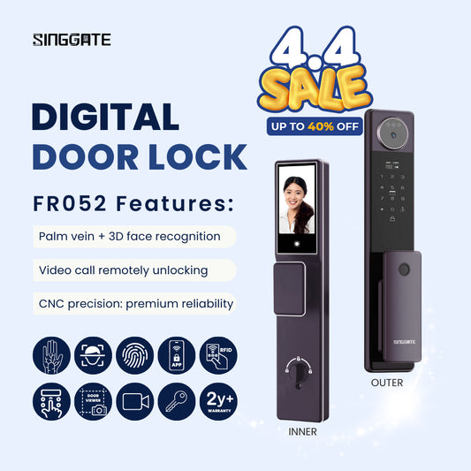 FR052 3D Face & Palm Vein Recognition + Video Call Door Viewer Digital Door Lock