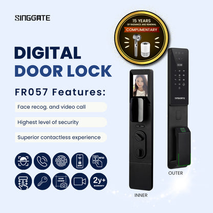 ❤️Ultra Slim ❤️FR057 3D Face Recognition & Video Call Smart Viewer Digital Door Lock