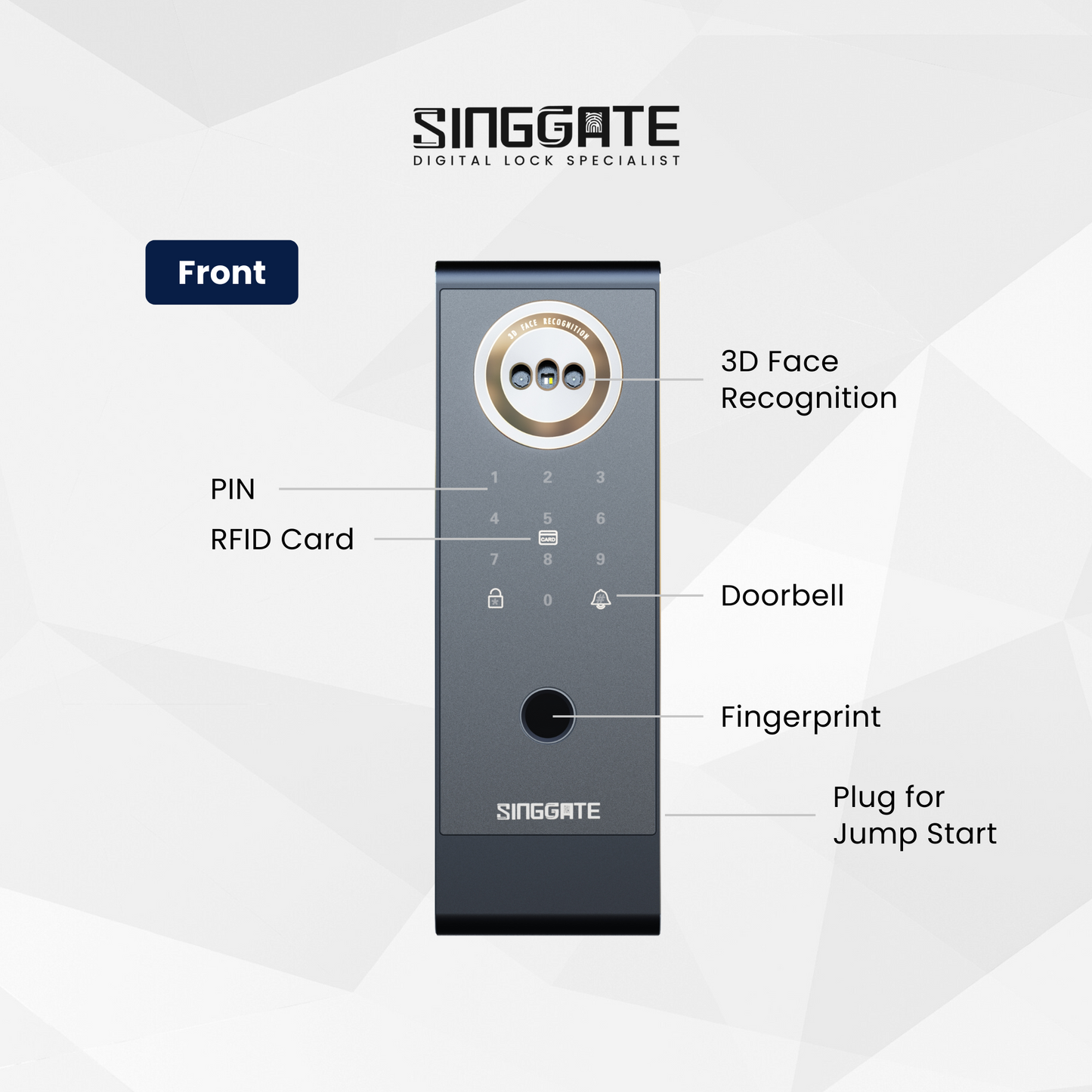 Singgate RM60 Metal Gate Digital Rim Lock