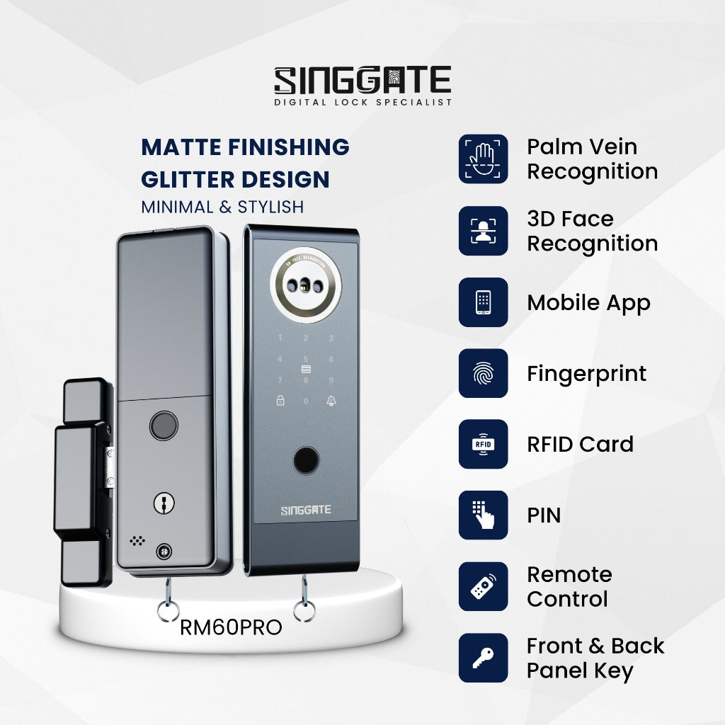 Singgate RM60 Pro Metal Gate Digital Rim Lock