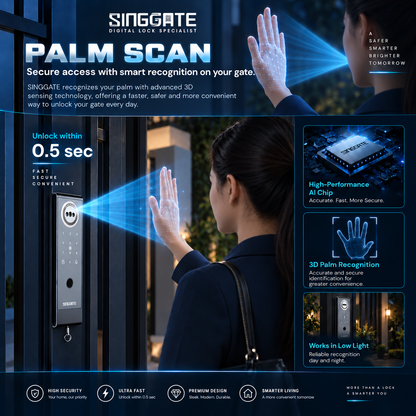 Singgate RM60W Weatherproof Metal Gate Digital Rim Lock