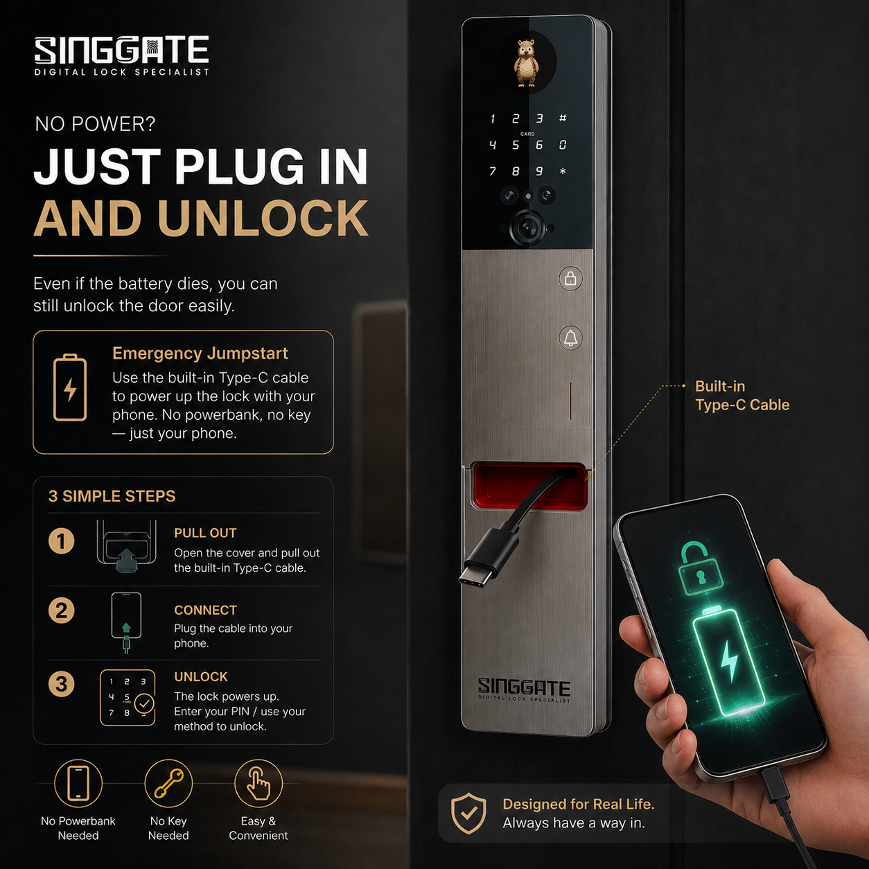 Singgate FR061 AI Interaction Digital Door Lock