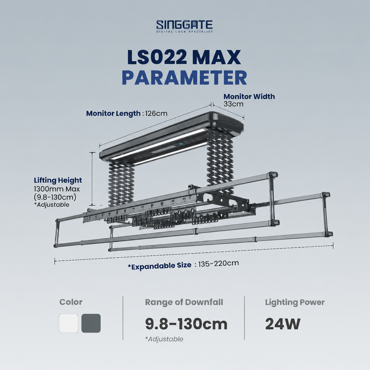 LS022 Max Quad-core Blower Double Arm & Voice Control Automated Laundry Rack