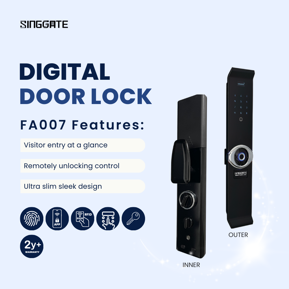 SINGGATE Door Digital Lock, FA007 Ultra Slim Smart Digital Door Lock - SINGGATE Digital Lock