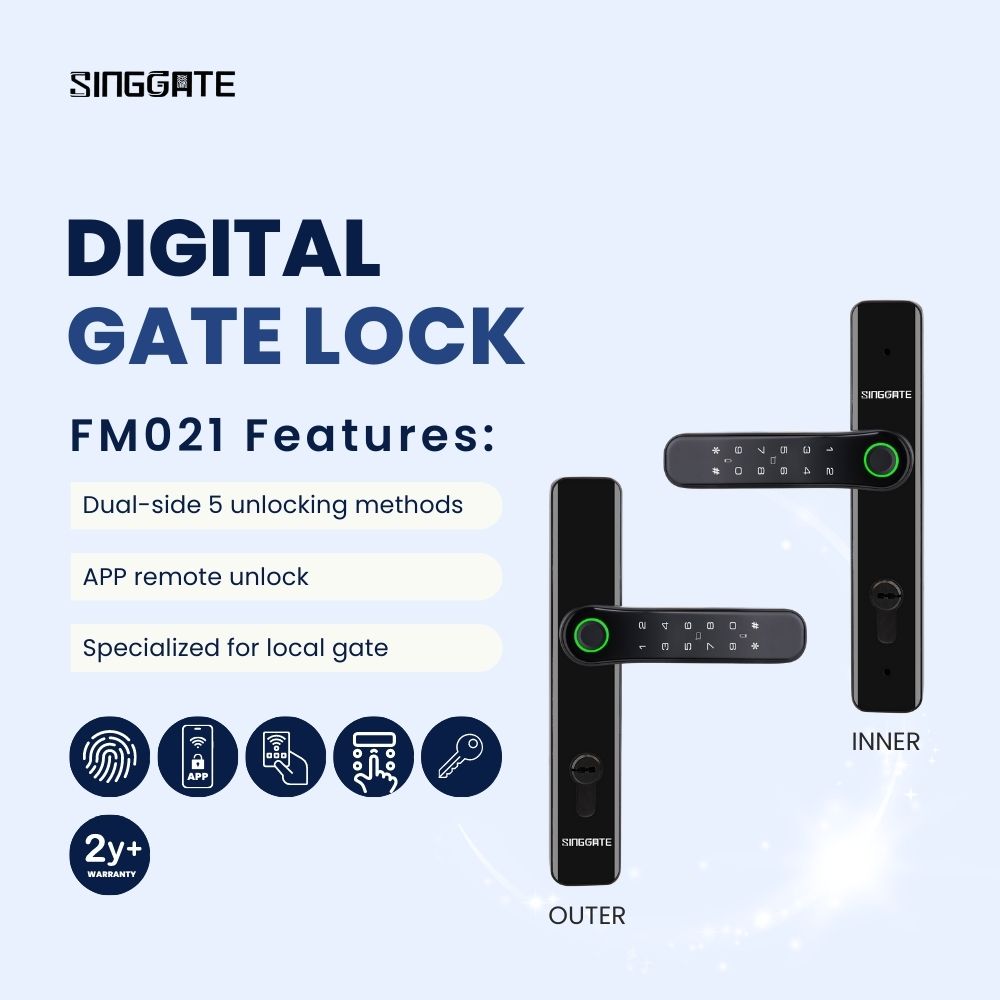 SINGGATE Door & Gate Bundle, ❤️NEW❤️*Bundle Deal* FR058 Door Digital Lock + FM021 Metal Gate Digital Lock - SINGGATE Digital Lock