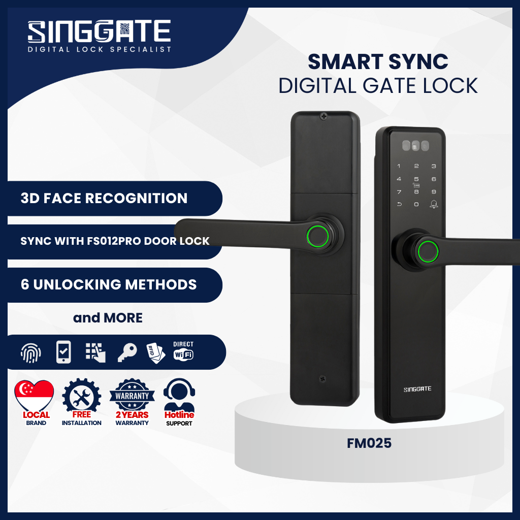 FM010 Door Digital Lock + FM025 Metal Gate Digital Lock (* Sync Bundle Deal* )