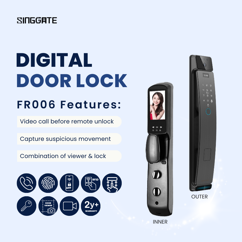 SINGGATE Door Digital Lock, FR006 Video Call Smart Viewer Digital Door Lock - SINGGATE Digital Lock