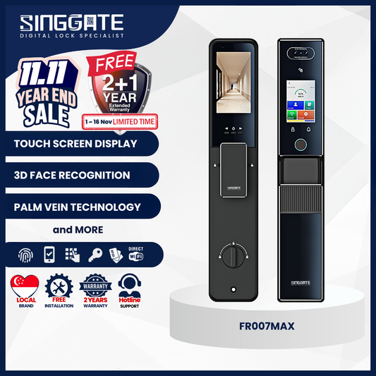 Singgate FR007 Max Dual Touch Screen with 3D Face + Palm Vein Digital Door Lock