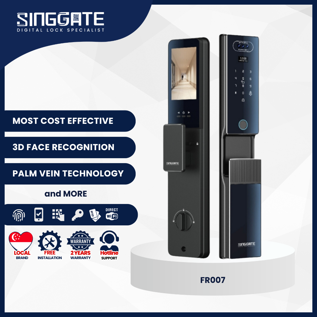 Singgate FR007 Door 𝐰𝐢𝐭𝐡 𝟑𝐃 𝐅𝐚𝐜𝐞 + 𝐏𝐚𝐥𝐦 𝐕𝐞𝐢𝐧 𝐃𝐢𝐠𝐢𝐭𝐚𝐥 𝐃𝐨𝐨𝐫 𝐋𝐨𝐜𝐤