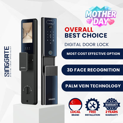 Singgate FR007 with 3D Face + Palm Vein Digital Door Lock