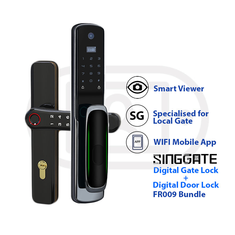 SINGGATE Door & Gate Bundle, *Bundle Deal* FR009 Door Digital Lock + FM021 Metal Gate Digital Lock - SINGGATE Digital Lock