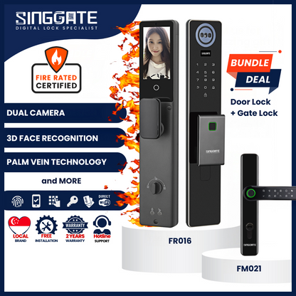 Singgate FR016 Door + FM021 Gate Digital Lock Bundle