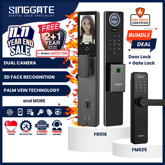 Singgate FR016 Door + FM021 Gate Digital Lock Bundle