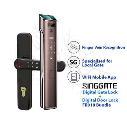 SINGGATE Door & Gate Bundle, ❤️NEW❤️*Bundle Deal* FR018 Door Digital Lock + FM021 Metal Gate Digital Lock - SINGGATE Digital Lock