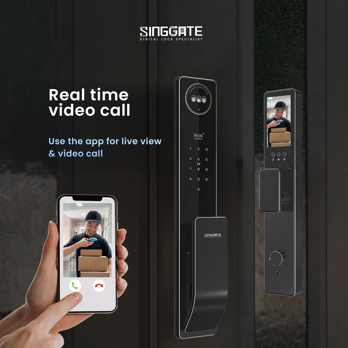 Singgate FR019 with 3D Face & Palm Vein Recognition Digital Lock | Seamless Mobile Control