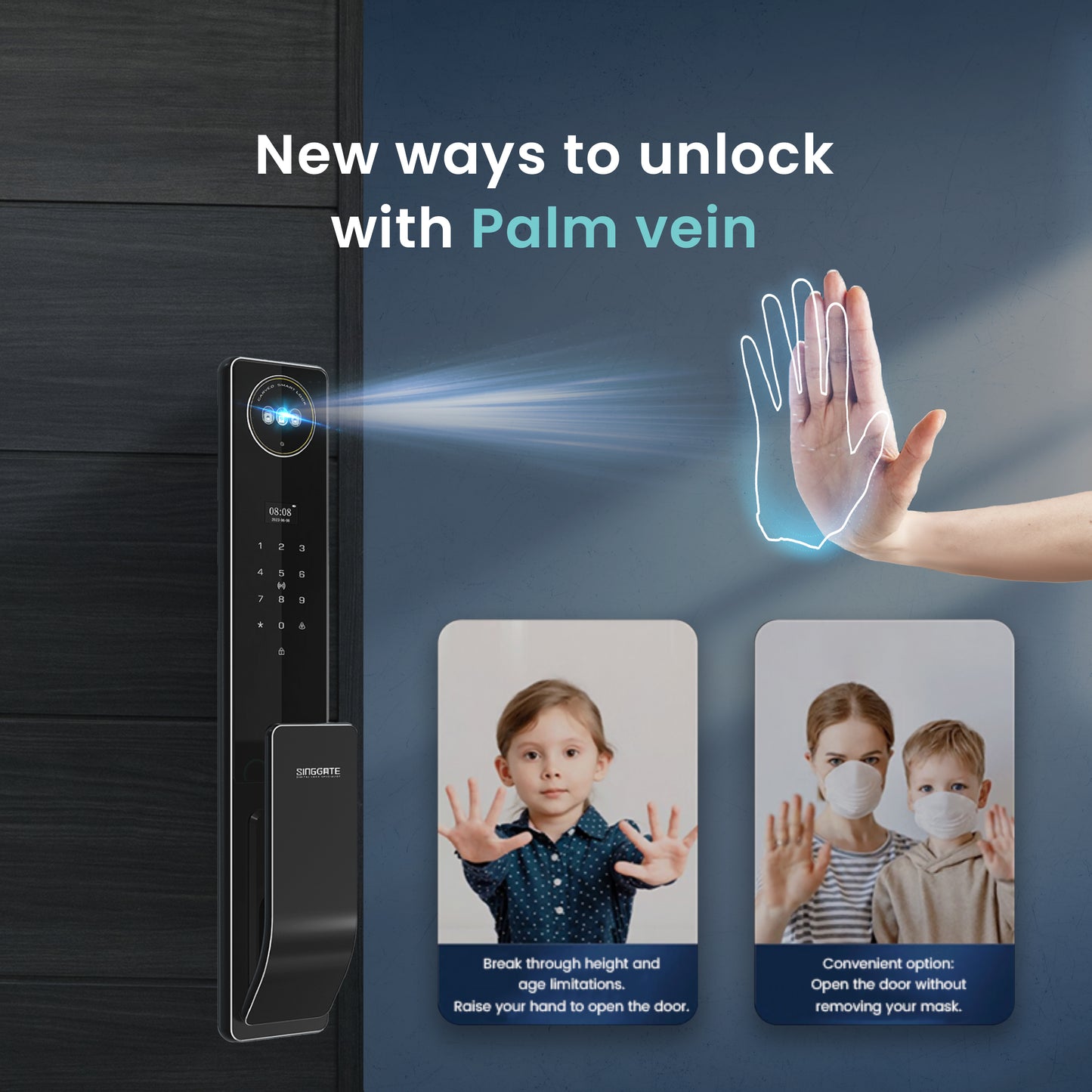 Singgate FR019 with 3D Face & Palm Vein Recognition Digital Lock | Seamless Mobile Control