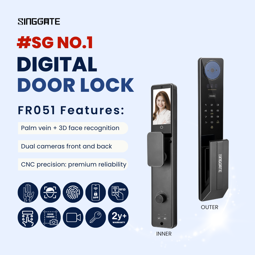 FR051 - SG No.1 3D Face Recognition + Dual cameras + Video Call Viewer Digital Door Lock
