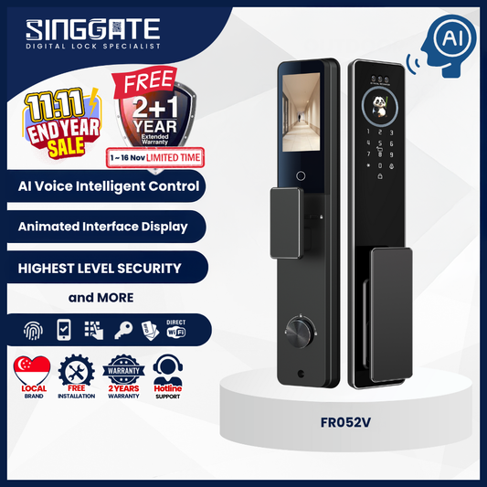 Singgate FR052V with 3D Face & Palm Vein Recognition Digital Lock | Voice Control