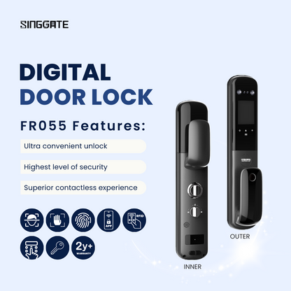SINGGATE Door Digital Lock, FR055 Palm & 3D Face Recognition Digital Door Lock - SINGGATE Digital Lock