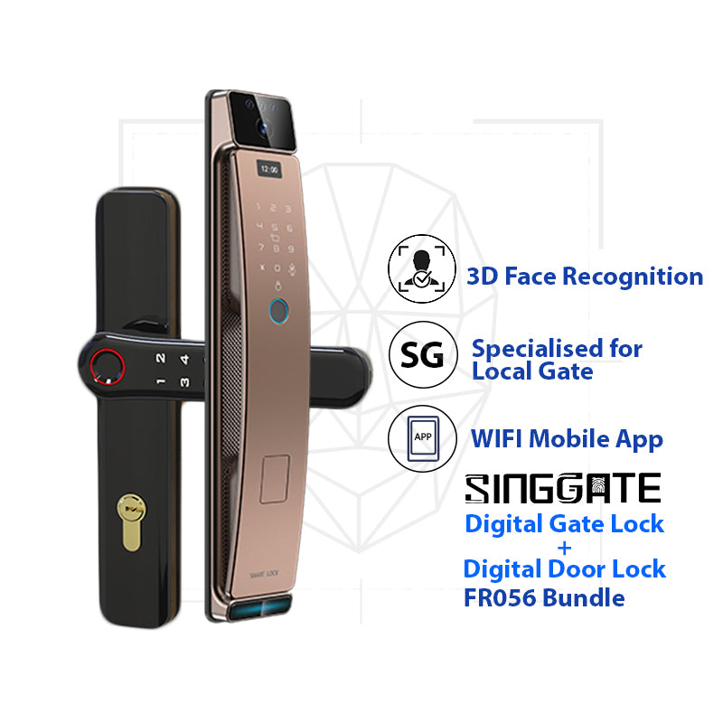SINGGATE Door & Gate Bundle, *Bundle Deal* FR056 Door Digital Lock + FM021 Metal Gate Digital Lock - SINGGATE Digital Lock