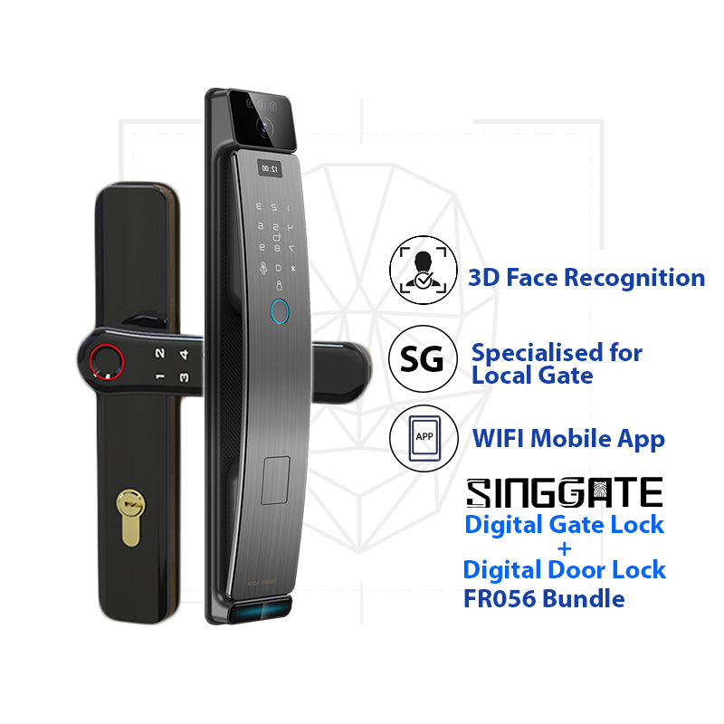 SINGGATE Door & Gate Bundle, *Bundle Deal* FR056 Door Digital Lock + FM021 Metal Gate Digital Lock - SINGGATE Digital Lock