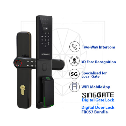 SINGGATE Door & Gate Bundle, ❤️Upgraded Version❤️*Bundle Deal* FR057 Door Digital Lock + FM021 Metal Gate Digital Lock - SINGGATE Digital Lock