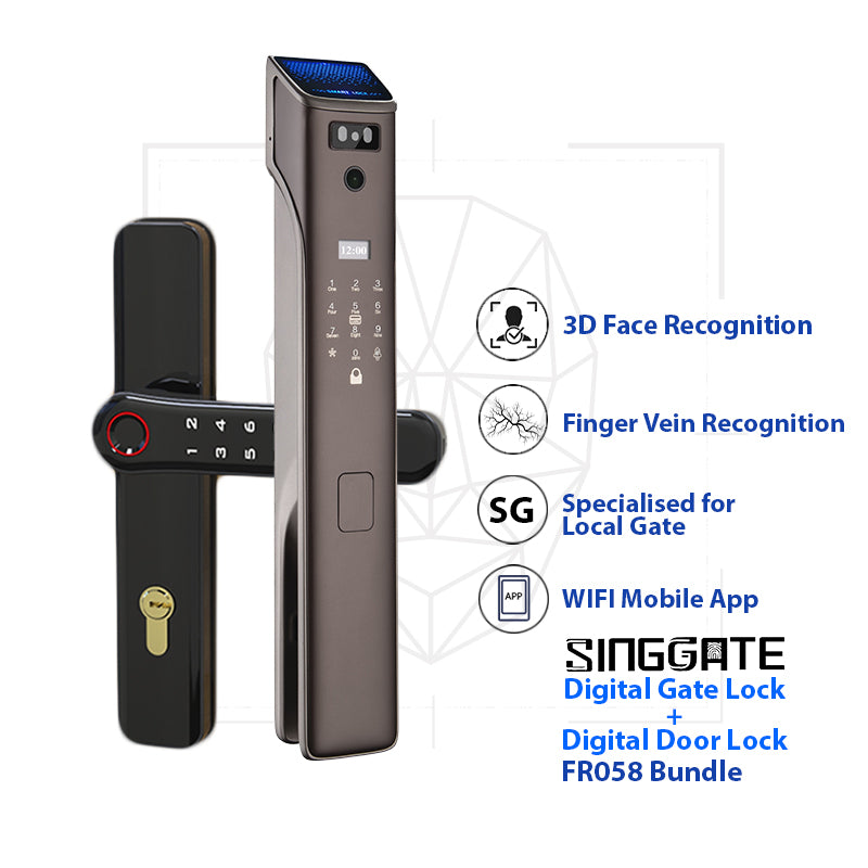 SINGGATE Door & Gate Bundle, ❤️NEW❤️*Bundle Deal* FR058 Door Digital Lock + FM021 Metal Gate Digital Lock - SINGGATE Digital Lock