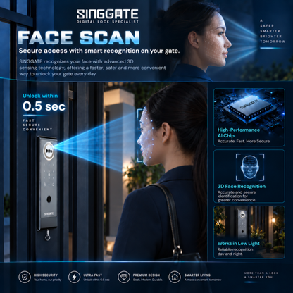 Singgate RM60W Weatherproof Metal Gate Digital Rim Lock