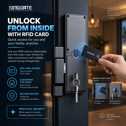 Singgate RM60W Weatherproof Metal Gate Digital Rim Lock