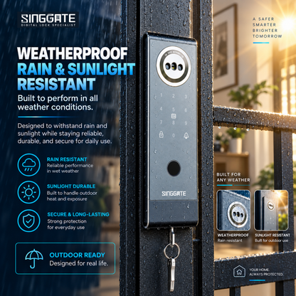 Singgate RM60W Weatherproof Metal Gate Digital Rim Lock