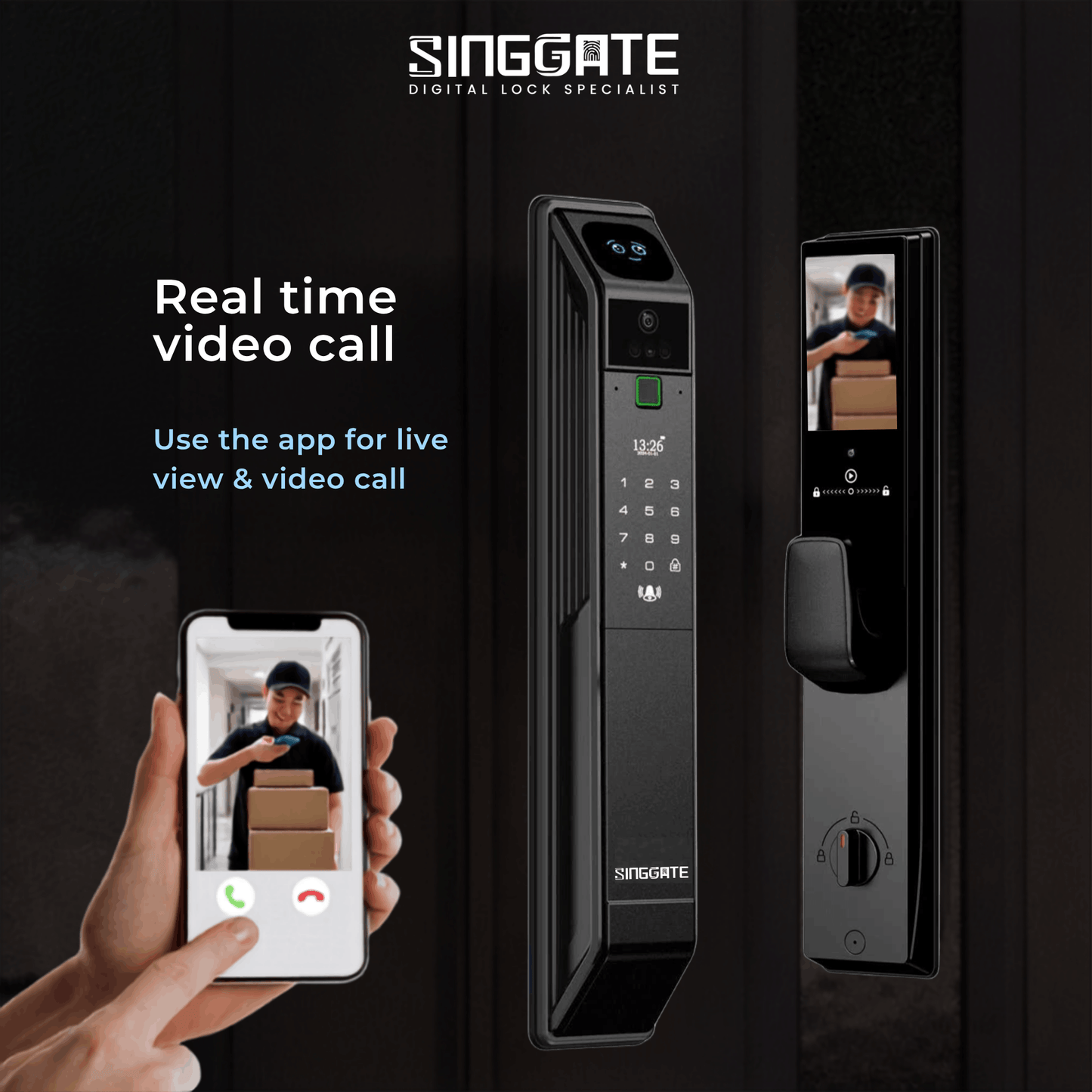 Singgate FR017 Ultra-HD Wide Angle Camera Digital Door Lock
