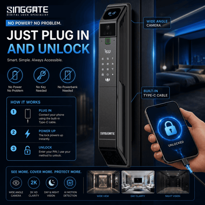 Singgate FR017 Ultra-HD Wide Angle Camera Digital Door Lock